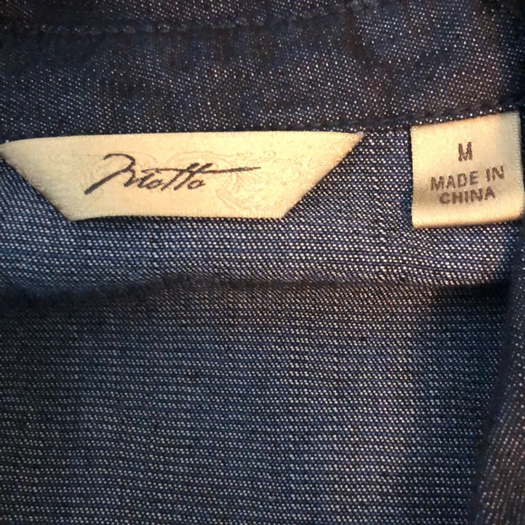 Riotto Denim Long Sleeve Button Front Dark Wash SZ M Belt Missing - Picture 6 of 8